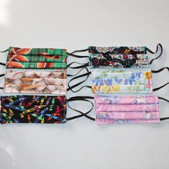 6 Children's Face Masks Handmade Kids Designs - Picture 1 of 6